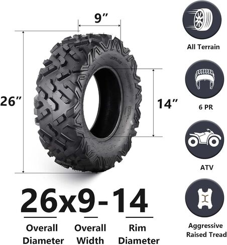 25x10-12 ATV Tire - ATV/UTV Tires, All-Terrain Off-Road Mud Trail Tires, Tubeless, Set of 2 (25 * 10-12 KNIGHT) in Saudi Arabia