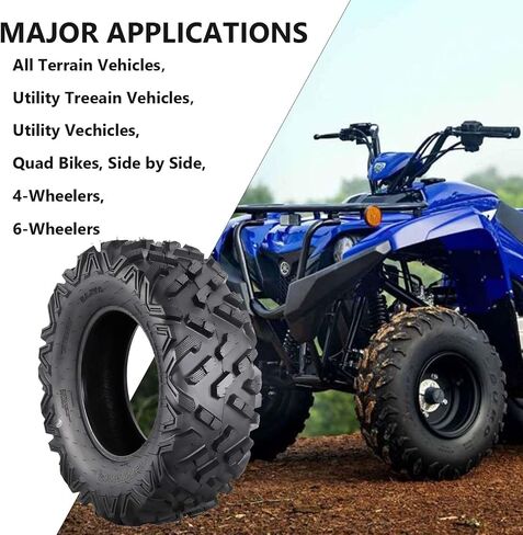 25x10-12 ATV Tire - ATV/UTV Tires, All-Terrain Off-Road Mud Trail Tires, Tubeless, Set of 2 (25 * 10-12 KNIGHT) in Saudi Arabia