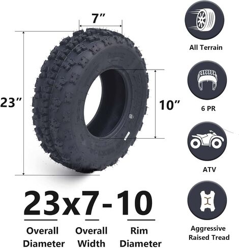 25x10-12 ATV Tire - ATV/UTV Tires, All-Terrain Off-Road Mud Trail Tires, Tubeless, Set of 2 (25 * 10-12 KNIGHT) in Saudi Arabia