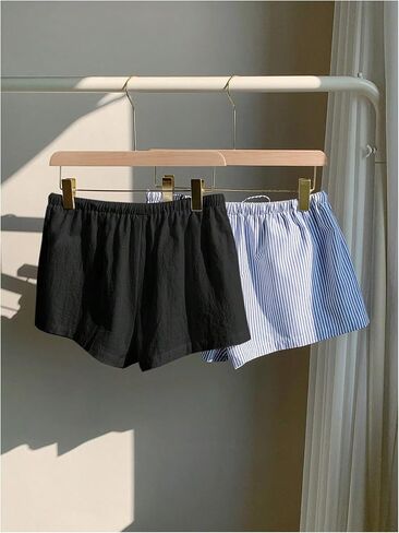 Makemechic Women's 2 Pack Linen Shorts Summer Beach Pajama Boxer Shorts in Saudi Arabia