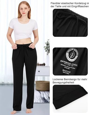 BAMBOO COOL Women Pajama Pants Comfy Lounge Sleep Bottoms, Casual Pj Pants with Pockets and Stretch Drawstring in Saudi Arabia