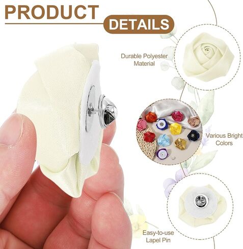 UXCELL Lapel Flowers for Men Suits ، Tabel Pin for Men Satin Rose Flower Flowers Flowers Brouch Boutonnieres لحفل حفل الزفاف حفلة موسيقية in Kuwait