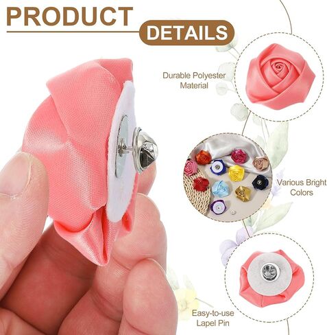 UXCELL Lapel Flowers for Men Suits ، Tabel Pin for Men Satin Rose Flower Flowers Flowers Brouch Boutonnieres لحفل حفل الزفاف حفلة موسيقية in Kuwait