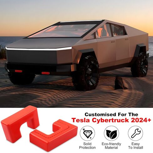 2PCS Tow Hook Covers Fit for Tesla Cybertruck 2024 2025, Silicone Protective Hitch Covers Customized for Car Front Bumper Compatible with Cybertruck Accessories (Red) in Kuwait