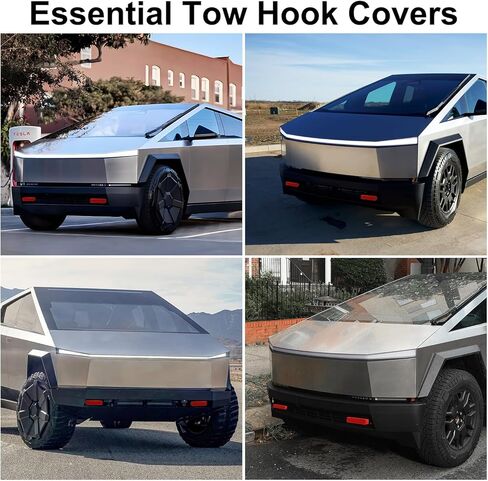 2PCS Tow Hook Covers Fit for Tesla Cybertruck 2024 2025, Silicone Protective Hitch Covers Customized for Car Front Bumper Compatible with Cybertruck Accessories (Red) in Kuwait
