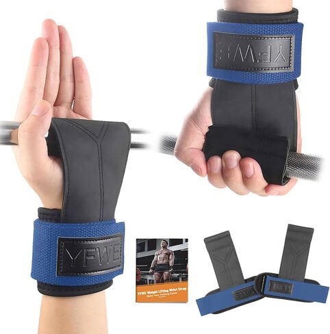 Wrist Straps for Weightlifting, Dual-Layer Leather Lifting Straps for Deadlifts and Powerlifting with Adjustable Neoprene Padded Wrist Wraps Support, Gym Lifting Straps for Men and Women (Pair) in Saudi Arabia