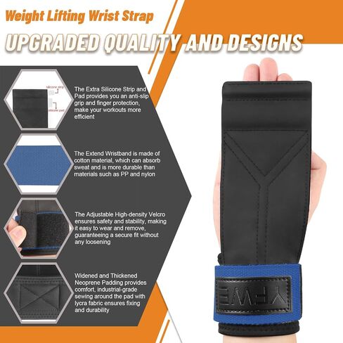 Wrist Straps for Weightlifting, Dual-Layer Leather Lifting Straps for Deadlifts and Powerlifting with Adjustable Neoprene Padded Wrist Wraps Support, Gym Lifting Straps for Men and Women (Pair) in Saudi Arabia