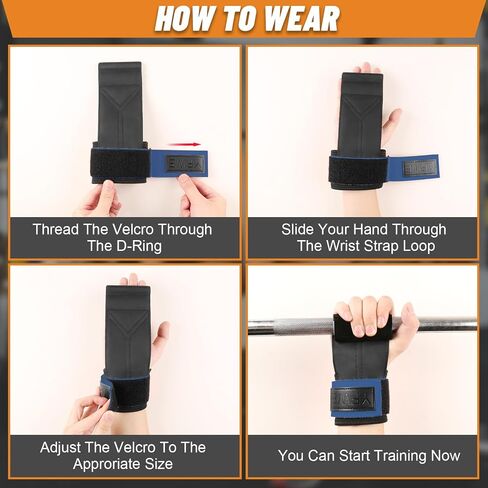 Wrist Straps for Weightlifting, Dual-Layer Leather Lifting Straps for Deadlifts and Powerlifting with Adjustable Neoprene Padded Wrist Wraps Support, Gym Lifting Straps for Men and Women (Pair) in Saudi Arabia