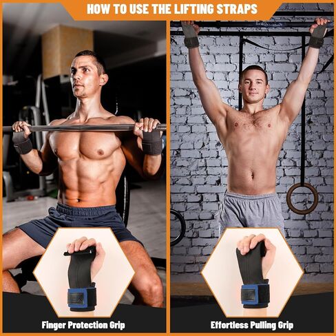 Wrist Straps for Weightlifting, Dual-Layer Leather Lifting Straps for Deadlifts and Powerlifting with Adjustable Neoprene Padded Wrist Wraps Support, Gym Lifting Straps for Men and Women (Pair) in Saudi Arabia
