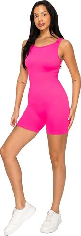 LA12ST Women Premium Workout Seamless Slimming Romper Yoga Ribbed Bodycon Sculpting One Piece Tank Top Leggings in Kuwait