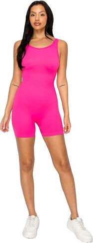 LA12ST Women Premium Workout Seamless Slimming Romper Yoga Ribbed Bodycon Sculpting One Piece Tank Top Leggings in Kuwait