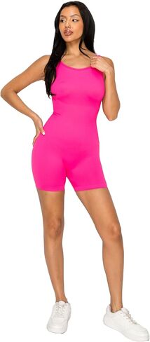 LA12ST Women Premium Workout Seamless Slimming Romper Yoga Ribbed Bodycon Sculpting One Piece Tank Top Leggings in Kuwait