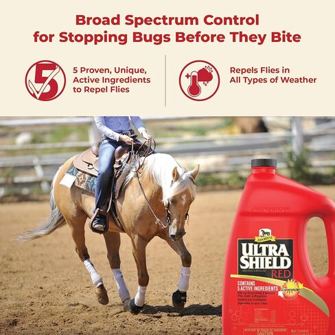 Absorbine UltraShield Red Fly Spray, Insecticide and Repellent for Horses & Livestock, Stays Active Up to 7 Days, 32oz Quart Spray Bottle in Saudi Arabia