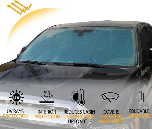 Car Front Windshield Sunshade Compatible with Toyota Tundra 2007-2021 Front Window Sun Shade, Foldable Reflective Sun Visor,Blocks UV Rays Sun Visor Protector Heat Shield in Saudi Arabia