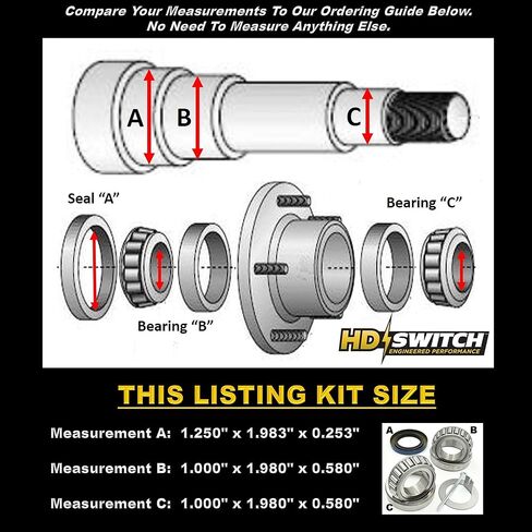 HD Switch (2) مجموعات محامل عجلة المقطورة: 1 "بوصة L44643 / L44610 محور محور مستقيم W / 1.25" 12192 تيرابايت - حماة تحمل! شحنة رياضية فائدة ، ATV Camping Pop-Up Boat Jet Ski in Kuwait
