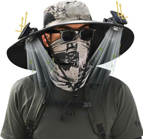 Leotruny Hat with Solar Fan Men: Summer UV Protection Fishing Hat in Kuwait
