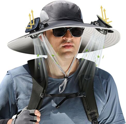 Leotruny Hat with Solar Fan Men: Summer UV Protection Fishing Hat in Kuwait