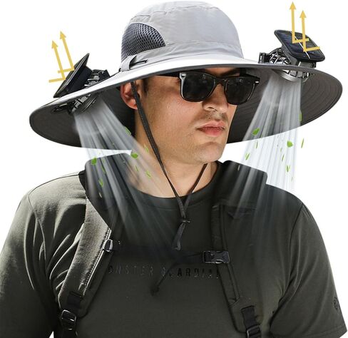 Leotruny Hat with Solar Fan Men: Summer UV Protection Fishing Hat in Kuwait