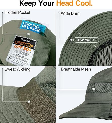 GearTOP Safari Sun Hat for Men and Sun Hats for Women UV Protection UPF 50+ Hiking, Gardening, Fishing in Kuwait