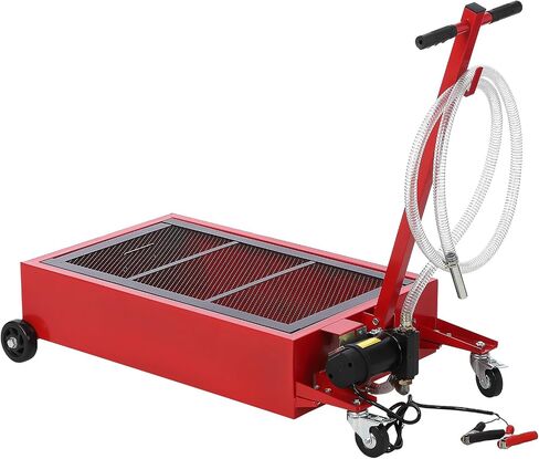Oil Drain Pan 20-Gallon, Metal Oil Change Pan Cart with Folding Handle, Wheels, 12V Electric Pump, 76L, 8FT Hose for Motorhome, Cars, Trucks in Saudi Arabia