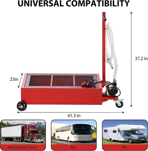 Oil Drain Pan 20-Gallon, Metal Oil Change Pan Cart with Folding Handle, Wheels, 12V Electric Pump, 76L, 8FT Hose for Motorhome, Cars, Trucks in Saudi Arabia