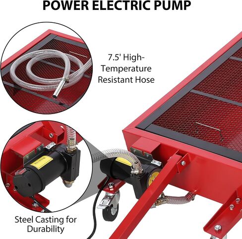 Oil Drain Pan 20-Gallon, Metal Oil Change Pan Cart with Folding Handle, Wheels, 12V Electric Pump, 76L, 8FT Hose for Motorhome, Cars, Trucks in Saudi Arabia