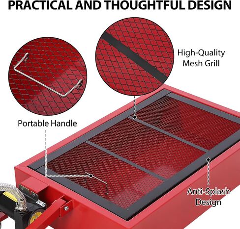 Oil Drain Pan 20-Gallon, Metal Oil Change Pan Cart with Folding Handle, Wheels, 12V Electric Pump, 76L, 8FT Hose for Motorhome, Cars, Trucks in Saudi Arabia