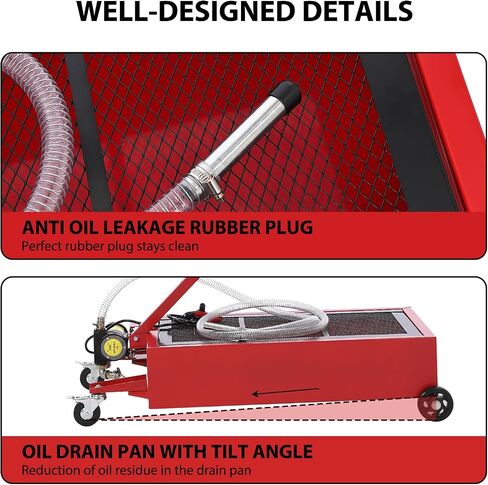 Oil Drain Pan 20-Gallon, Metal Oil Change Pan Cart with Folding Handle, Wheels, 12V Electric Pump, 76L, 8FT Hose for Motorhome, Cars, Trucks in Saudi Arabia