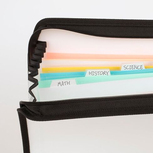 Five Star Expanding File Organizer + Study App, 7-Pocket Accordian File Organizer, Zipper Closure, Holds 11" x 8-1/2", White (350099E-ECM) in Saudi Arabia