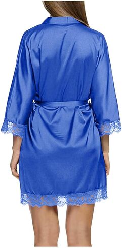 Womens Short Satin Robes Lightweight Silky Belted V-Neck Sleepwear Wedding Bridal Party Bride Bridesmaid Bathrobes in Saudi Arabia
