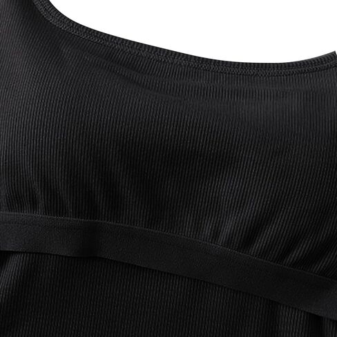 قمم CAMISOLE للنساء Summer Spaghetti Strap Basic Bated Crop مع بنيت في حمالة صدرية التمرين الرياضية اليوغا in Kuwait
