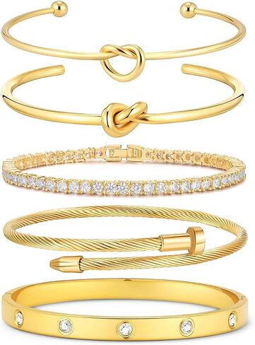 18 ك K مطلي بالذهب مطلي بسوار Bangle Scuft Cuff المجوهرات للنساء المجوهرات مجموعة للنساء هدية مع صندوق in Kuwait