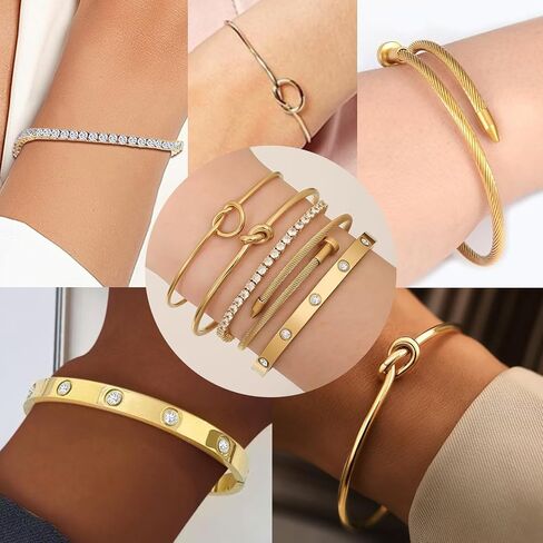 18 ك K مطلي بالذهب مطلي بسوار Bangle Scuft Cuff المجوهرات للنساء المجوهرات مجموعة للنساء هدية مع صندوق in Kuwait