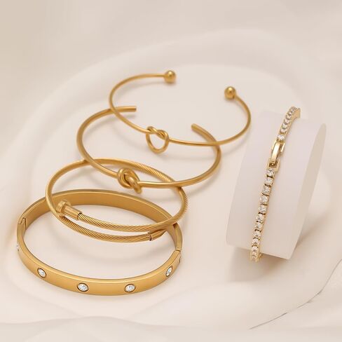 18 ك K مطلي بالذهب مطلي بسوار Bangle Scuft Cuff المجوهرات للنساء المجوهرات مجموعة للنساء هدية مع صندوق in Kuwait