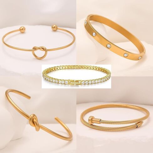 18 ك K مطلي بالذهب مطلي بسوار Bangle Scuft Cuff المجوهرات للنساء المجوهرات مجموعة للنساء هدية مع صندوق in Kuwait