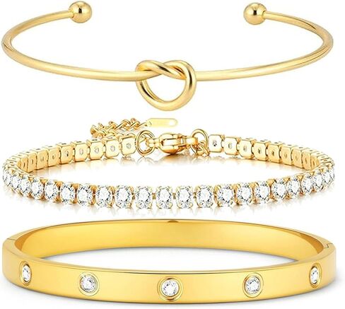 18 ك K مطلي بالذهب مطلي بسوار Bangle Scuft Cuff المجوهرات للنساء المجوهرات مجموعة للنساء هدية مع صندوق in Kuwait