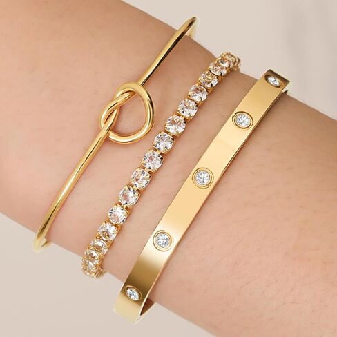 18 ك K مطلي بالذهب مطلي بسوار Bangle Scuft Cuff المجوهرات للنساء المجوهرات مجموعة للنساء هدية مع صندوق in Kuwait