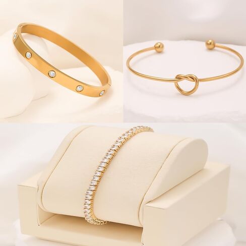 18 ك K مطلي بالذهب مطلي بسوار Bangle Scuft Cuff المجوهرات للنساء المجوهرات مجموعة للنساء هدية مع صندوق in Kuwait