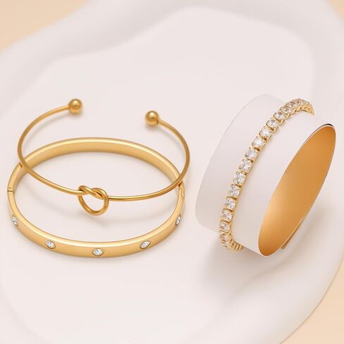 18 ك K مطلي بالذهب مطلي بسوار Bangle Scuft Cuff المجوهرات للنساء المجوهرات مجموعة للنساء هدية مع صندوق in Kuwait