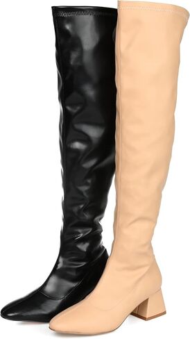 Journee Womens Melika Tru Comfort Foam Wide Calf Block Heel Over The Knee Boots in Saudi Arabia