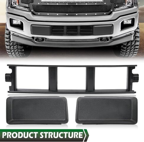 LQI Front Lower Grille Trim Panel & Bumper Guards Pads Inserts End Caps Compatible With Ford F150 2018 2019 2020 ABS JL3Z17B968BB in Kuwait