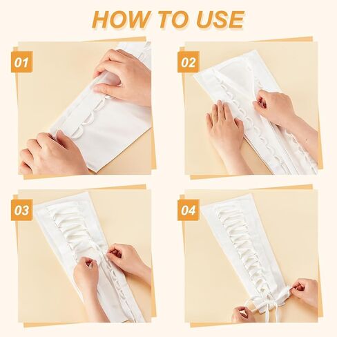 AHANDMAKER Wedding Gown Corset Kit Zipper Replacement, 18.9x9.5 Adjustable Fit Satin Corset Back Kit Lace Up with Lace up Dress Cord Back for Formal Prom Dress, Zipper Extender for Dress(White) in Saudi Arabia