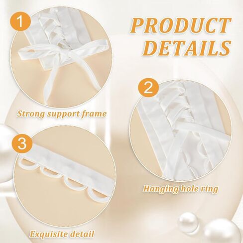 AHANDMAKER Wedding Gown Corset Kit Zipper Replacement, 18.9x9.5 Adjustable Fit Satin Corset Back Kit Lace Up with Lace up Dress Cord Back for Formal Prom Dress, Zipper Extender for Dress(White) in Saudi Arabia
