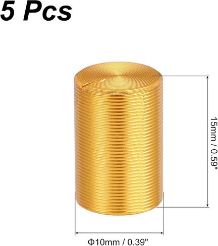 uxcell 5pcs Potentiometer Knob Knurled Shaft Black Aluminum 6mm Shaft Dia. Rotary Knob 10mmx15mm Volume Control Knob in Saudi Arabia