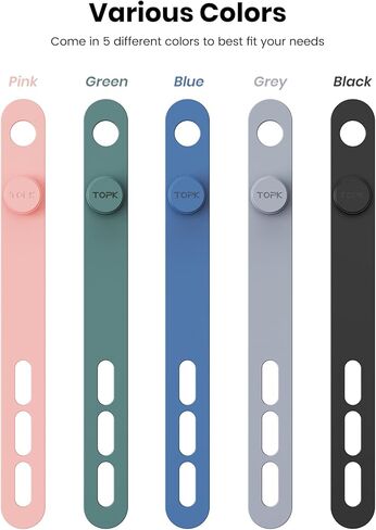 TOPK 30 حزمة منظم سلك، روابط إدارة منظم كابلات السيليكون قابلة لإعادة الاستخدام مع مواد سميكة وواسعة عالية المرونة وصديقة للبيئة لإدارة الكابلات المتعددة in Kuwait