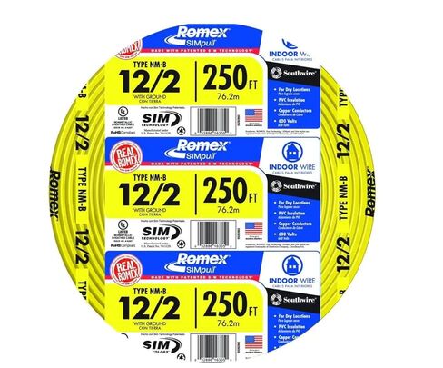 Southwire Romex Brand Simpull Solid Indoor 12/2 W/G NMB Cable 50ft coil - SW# 28828222 in Kuwait