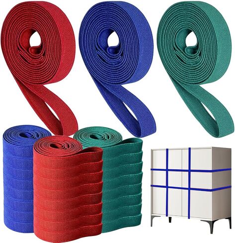 12Pcs Extra Large Moving Rubber Bands,42" 36" 30"Extra Strength Mover Rubber Bands for Furniture,Moving Blanket Rubber Bands,Elastic Moving Bands for Mover Packing Pallet Blanket Boxes(Red,Blue,Green) in Saudi Arabia
