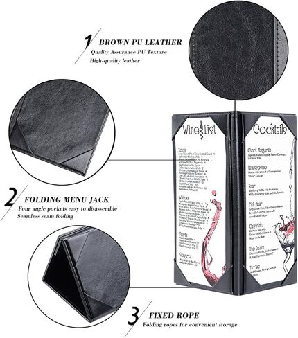3 حزم حامل القائمة يغطي القائمة مطعم 4.25 × 11 بوصة حامل غطاء القائمة الجلدية 4.25 × 11 بوصة 3 وجهات النظر in Kuwait
