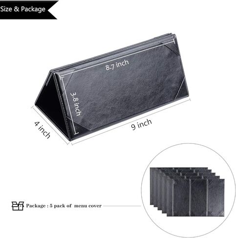 3 حزم حامل القائمة يغطي القائمة مطعم 4.25 × 11 بوصة حامل غطاء القائمة الجلدية 4.25 × 11 بوصة 3 وجهات النظر in Kuwait