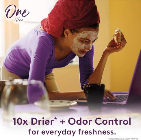 One by Poise Feminine Pads with Wings (2-in-1 Period & Bladder Leakage Pad for Women), Regular, Heavy Absorbency for Period Flow, Light Absorbency for Bladder Leaks, 54 Count (3 Pack of 18) in Kuwait